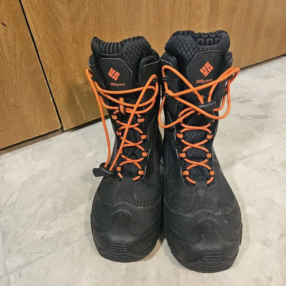 Columbia Bugaboot Size 7Y Black Orange Waterproof Winter Snow Boots BY5957-010